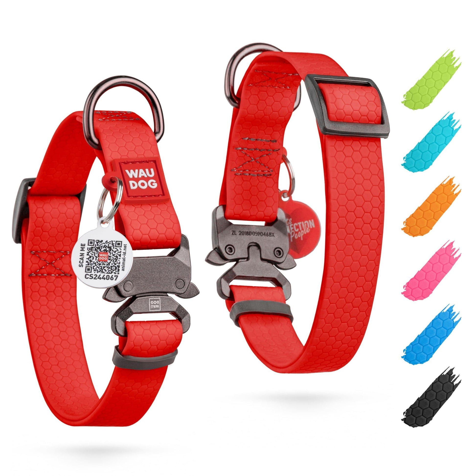 Introducing the Stylish Red Waterproof Dog Collar - Perfect Fit for Dogs 12" to 19" with Durable Metal Buckle