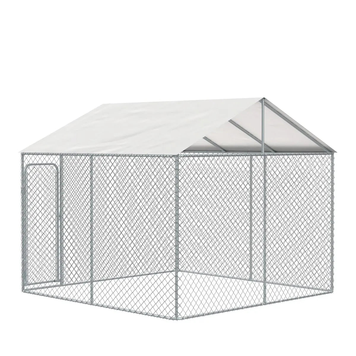 10’ X 10’ Outdoor Dog Kennel Playpen W/Cover, Outdoor Dog Runner, Pet Exercise House, Lockable Gate, 6’ Chain-Link Fence, TMG-DCP1010